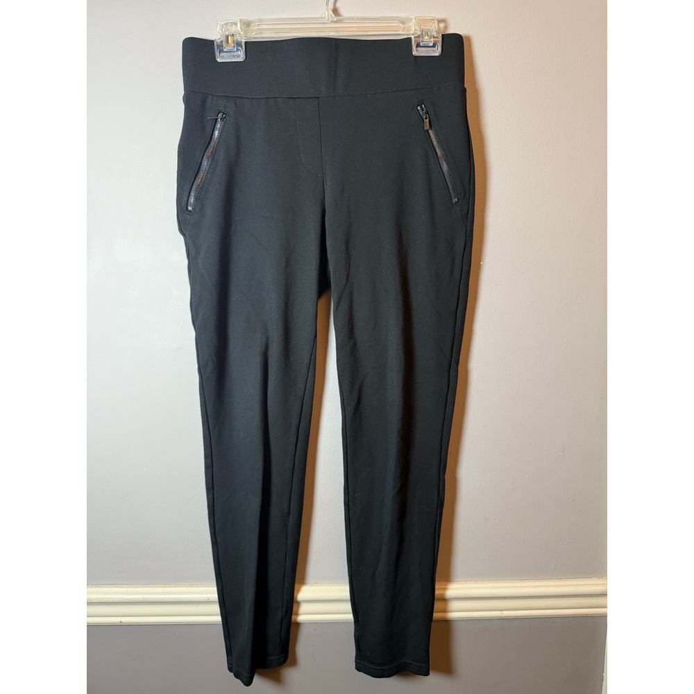Ann Taylor Women's Black Knit‎ Zipper pockets Career Ankle Pants Medium